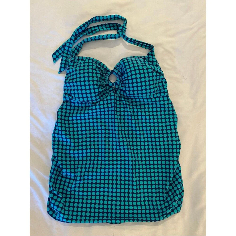 Oh‎ Baby by Motherhood Maternity Swimsuit Halter Top Medium Turquoise Summer